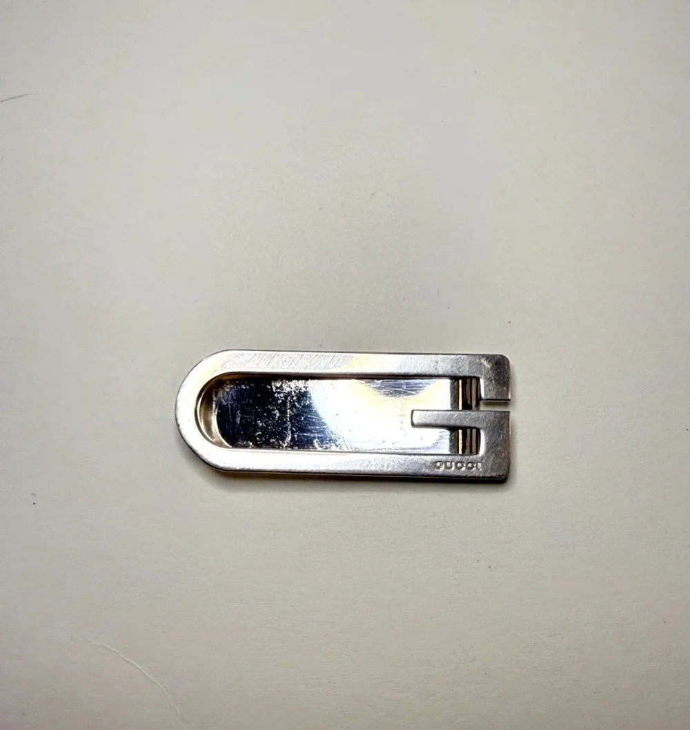 Gucci Money Bill Clip G Logo Silver Authentic Stainless Steel Excellent UC